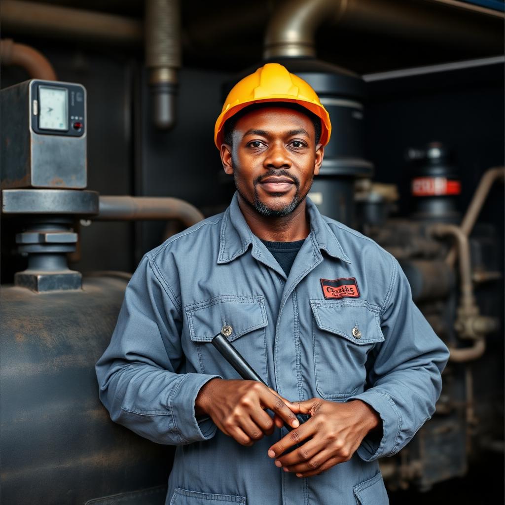 Generator technician servicing a standby power unit