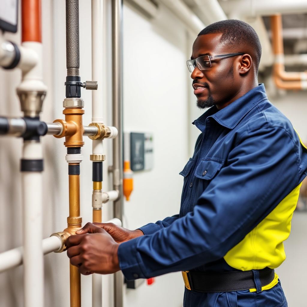 Crimson Strande technician working on site